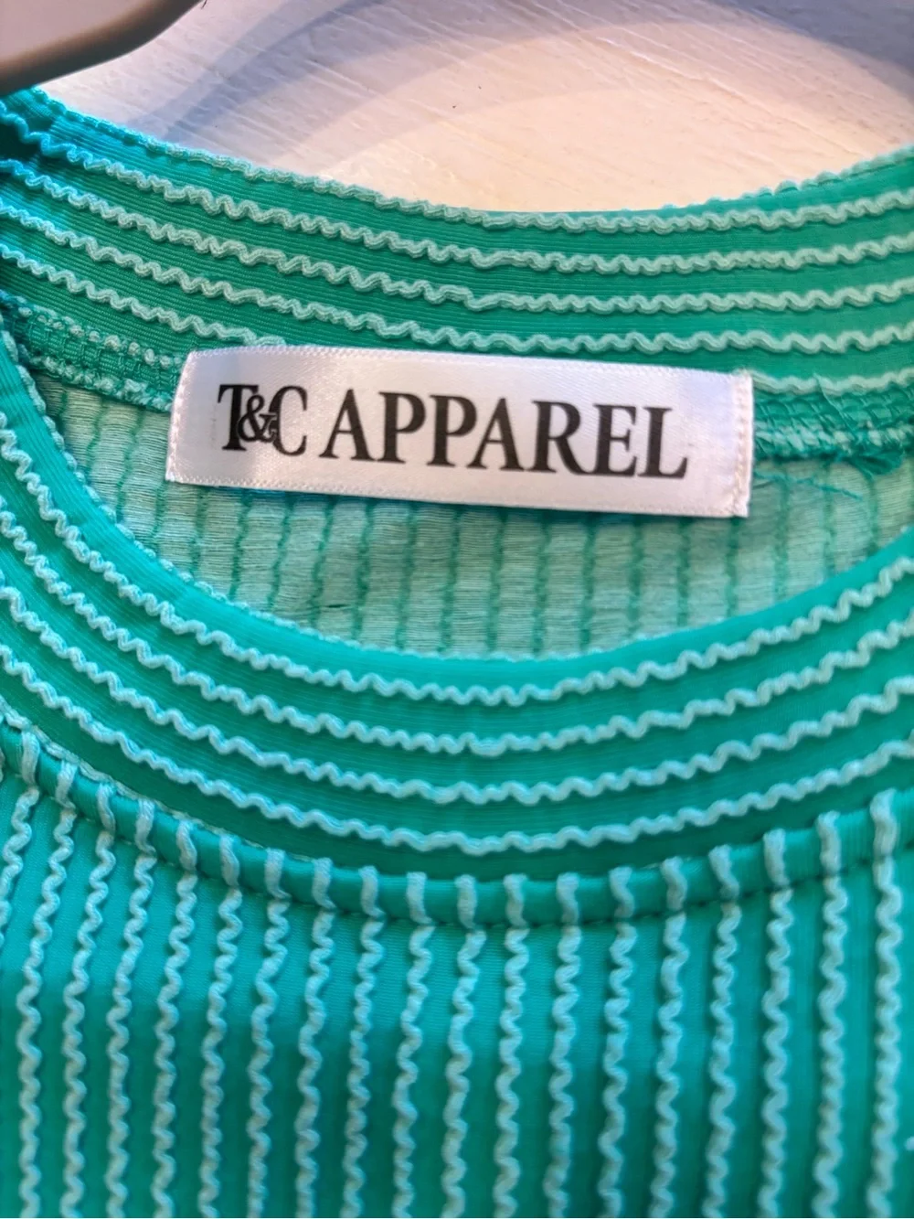 T&C Apparel Ribbed Lounge Set Small Green Two Piece Matching Set Wide Leg Pants - Picture 4 of 5